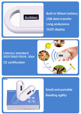 フォフィア ハンドヘルド プラスチック 動物 マイクロチップ RFID カードリーダー PT160 134.2kHz OLED スクリーン USB リチウム バッテリー CE 認証 ISO 5-10cm
