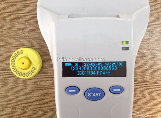 FOFIA 耐久性のあるプラスチック製 RFID ハンドヘルドリーダー、128x32 OLED スクリーン /USB 付き、長距離ペットおよび農場/牧場での使用に最適