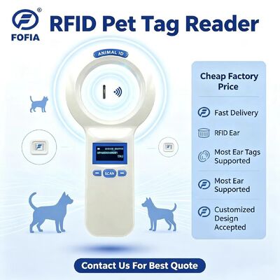 耐久性のあるプラスチック PT200 RFID ハンドヘルドリーダー 128x64 OLED スクリーン ISO11784/5 プロトコル ロングレンジ リーディング ペットと農場用