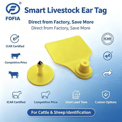 Fofia T904 組み合わせ 動物耳タグ RFID TPU 72*57mm レーザーコード化 農産物 牛 豚 羊 イカール