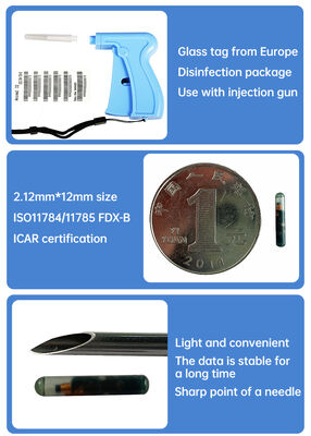 Fofia RFID 134.2kHz ICAR認定 スプリットタイプ 動物ID マイクロチップ 2.12*12mm モデル ZS005 防水素材 新品 1.5年