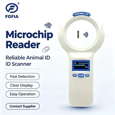 防水 白色 FOFIA PT200 RFID ハンディリーダー 128x64 OLEDスクリーン 134.2kHz 周波数 長距離読み取り