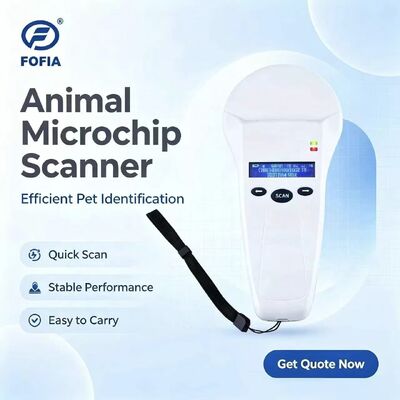 FOFIA 耐久白色RFIDハンドヘルドリーダー 128x32 OLED画面 USB ISO11784/5 プロトコル プラスチック 遠距離ペット農場/牧場用