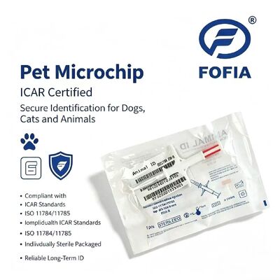 防水フォフィア新ホットセールRFID 134.2kHz PP素材犬用IDマイクロチップ防水農場用ペット注射1.5年イヤータグ