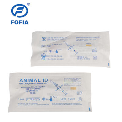 FOFIA ZS007 ICAR認定 134.2kHz RFID耳札 動物マイクロチップ FDX/EM4305 IP67 防水 白 PP 1.4x8mm 犬 猫 ペット