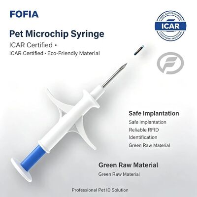 FOFIA ZS007 ICAR認定 134.2kHz RFID 動物マイクロチップ FDX/EM4305 IP67 防水 白 PP 1.4x8mm 犬 猫 うさぎ 牛 新品