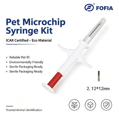 防水 フォフィア 新品 ICAR 認定 RFID 134.2kHz PP 動物ID マイクロチップ ペット用 防水 1.5 年間の保証 猫 犬用