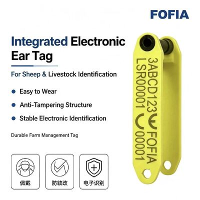 Fofia HDX ET969 新しい高温耐性 脱毛防止 黄色 TPU レーザーコード羊耳タグ RFIDチップ 動物追跡