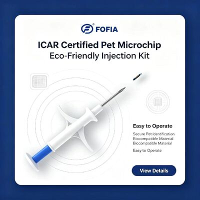 FOFIA ZS007 ICAR認証 134.2kHz RFID 動物用マイクロチップ FDX/EM4305 IP67 防水 ホワイト PP 1.4x8mm 犬 猫 ペット