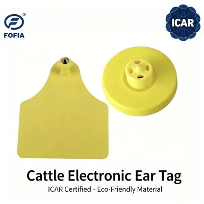 新FOFIA フルICAR LF 耐久性 防水 RFID TPU イエロー 牛耳タグ ET908+T905 EM4305 チップ 5年保証 14.5mm