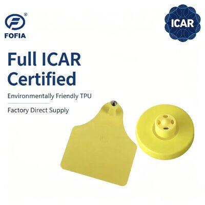 FOFIA 新品 フルICAR 耐久性 防水 RFID LF TPU 黄色の耳タグ ET908+T905 EM4305 チップ 5 年間の保証 牛 14.5mm