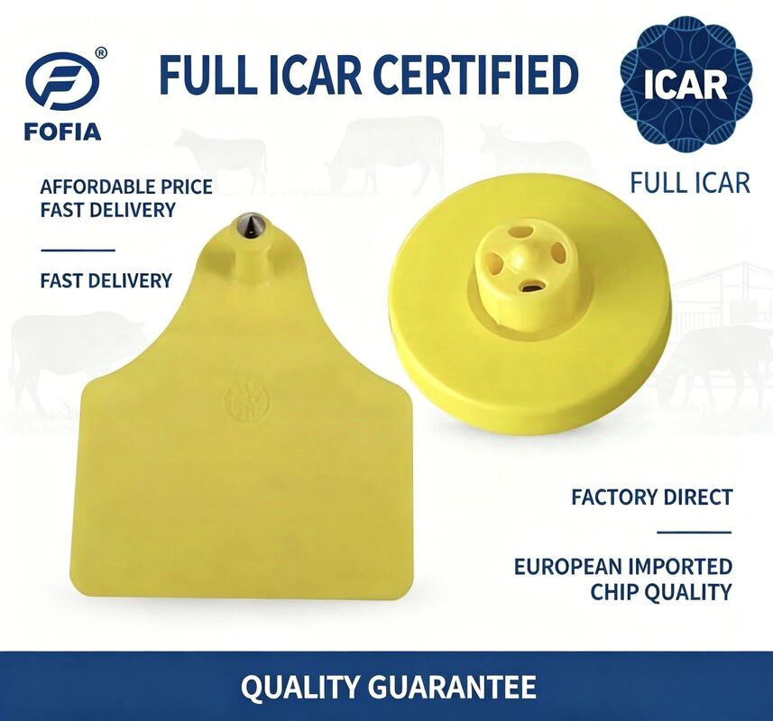 ICAR ET908+T905 フル 防水 RFID TPU 黄色の動物耳タグ FDX-B 134.2Khz EM4305 チップ