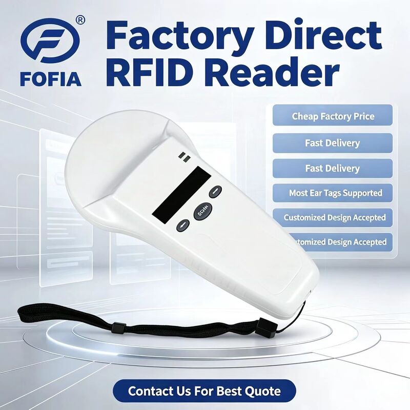 防水RFIDハンドヘルドリーダー 128x32 OLED画面 USB プラスチック用 遠距離ソリューション ペットと農場&牧場用 125khz