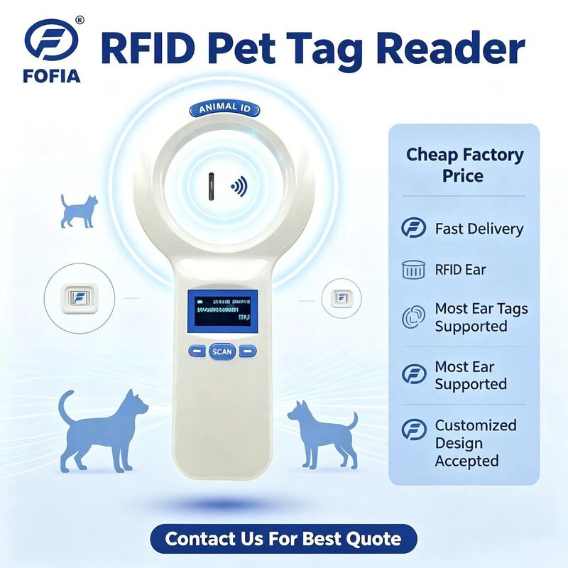 耐久性のあるプラスチック PT200 RFID ハンドヘルドリーダー 128x64 OLED スクリーン ISO11784/5 プロトコル ロングレンジ リーディング ペットと農場用