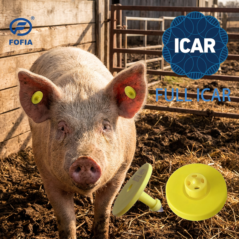 FULL ICAR ET908 BLE Reader ISO11784/5 FDX-B を搭載した円形動物耳タグ 防水&耐久性