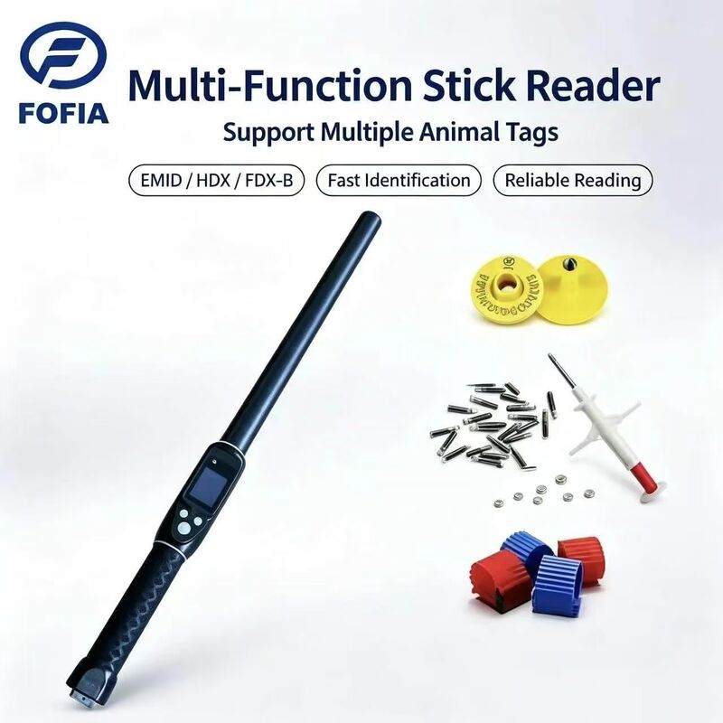 FOFIA 防水長距離 134.2kHz RFID イヤタグリーダー ISO11784/5 プロトコル 30-100cm 読み取り距離 農場用PVC素材
