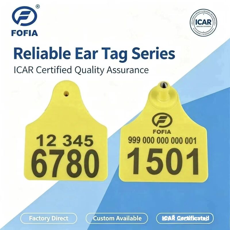 ICAR T904+T905 組み合わせ 動物用耳タグ 新品 高品質 RFID プラスチック TPU 70*57mm レーザーコーディング 3年保証 動物追跡