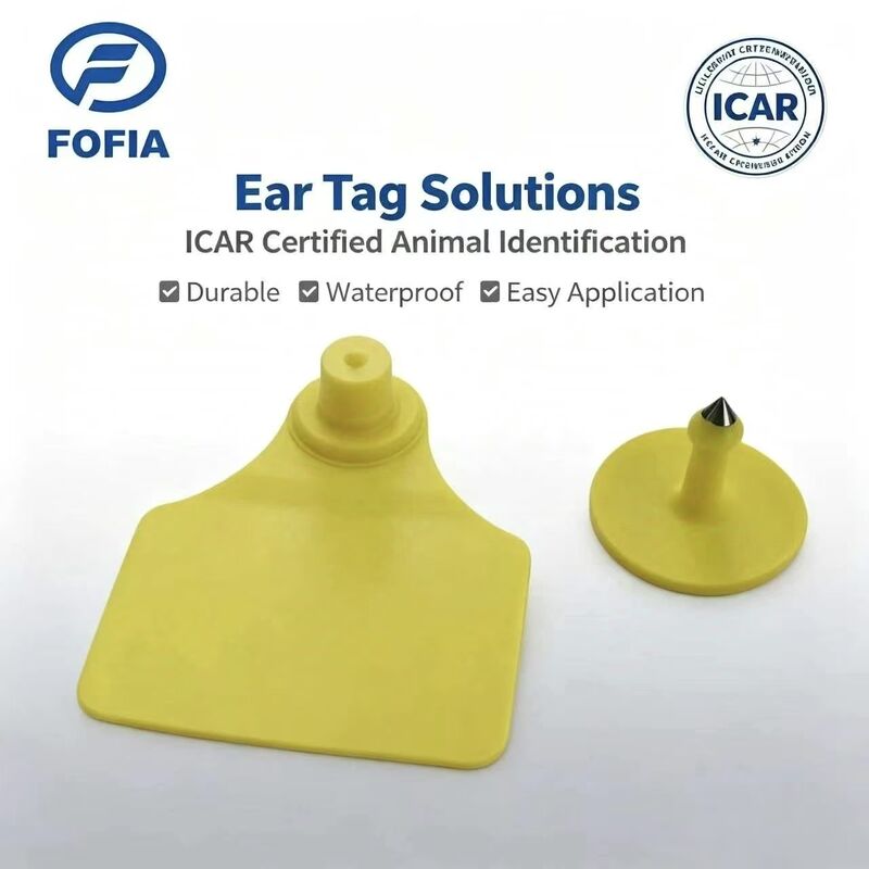 耐久性 防水 ICAR Fofia T904 + T901 動物用耳標 チップ RFID TPU レーザーコーディング 3年保証 牛追跡