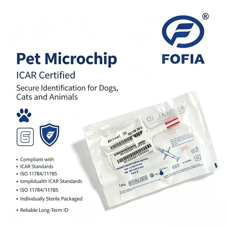 防水フォフィア新ホットセールRFID 134.2kHz PP素材犬用IDマイクロチップ防水農場用ペット注射1.5年イヤータグ