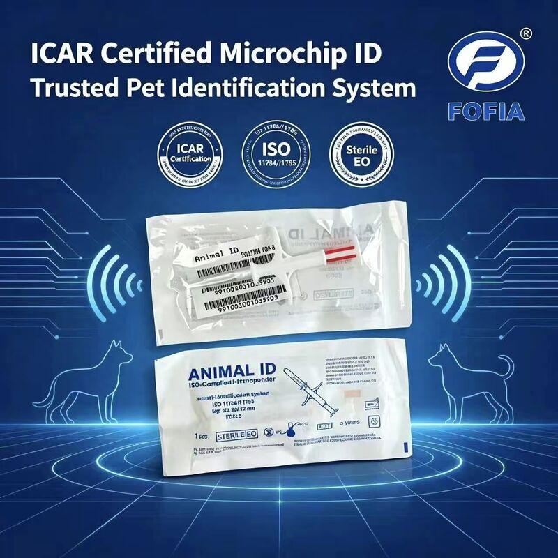 Fofia 新ICAR認証RFID 134.2kHz PP動物用マイクロチップ 犬・猫用 防水 1.5年保証