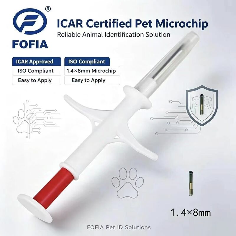 FOFIA 新型 RFID 134.2kHz 動物マイクロチップ FDX/EM4305 IP67 防水 牛/豚/羊 家畜 ペット 注入 PP
