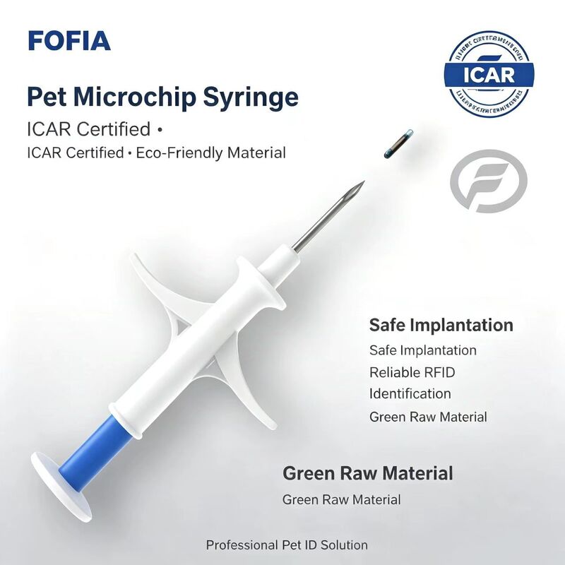 FOFIA ZS007 ICAR認定 134.2kHz RFID 動物マイクロチップ FDX/EM4305 IP67 防水 白 PP 1.4x8mm 犬 猫 うさぎ 牛 新品