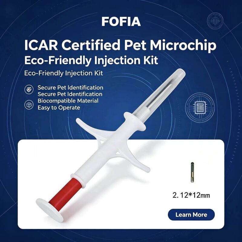 防水 Fofia 新ホットセリング RFID 134.2kHz PP素材 犬用IDマイクロチップ 農場用ペット注射 1.5年イヤータグ ブルーモデル