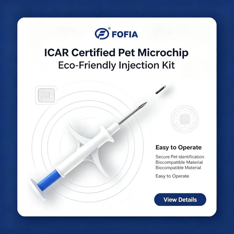 FOFIA ZS007 ICAR認証 134.2kHz RFID 動物用マイクロチップ FDX/EM4305 IP67 防水 ホワイト PP 1.4x8mm 犬 猫 ペット