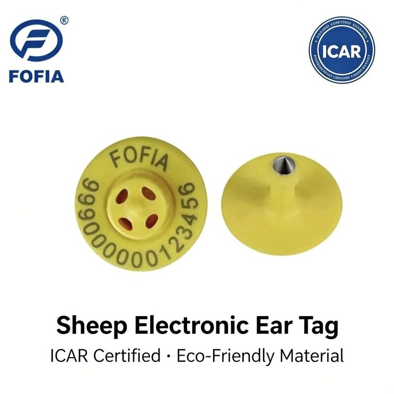 高品質 新品 OEM ET957 134.2kHz TPU チップ 動物電子耳タグ 豚 牛 羊 10cm 読書範囲 -20~80C ICar 1年保証