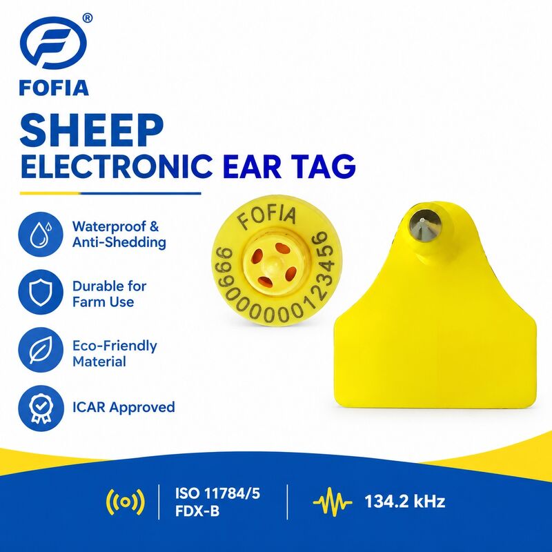 ICAR Approved Fofia ET957 T967 RFID Electronic Sheep Ear Tag TPU Laser Coded ISO 11784 5 FDX B 134.2 kHz Farm Tracking